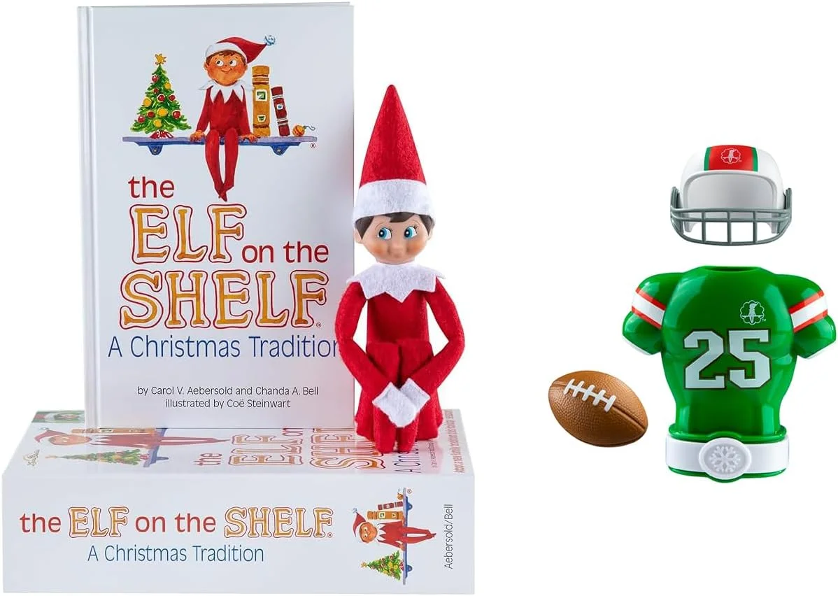 پسر چشم آبی The Elf on the Shelf® به همراه مجموعه لباس Claus Couture Collection® مدل Touchdown Tidings