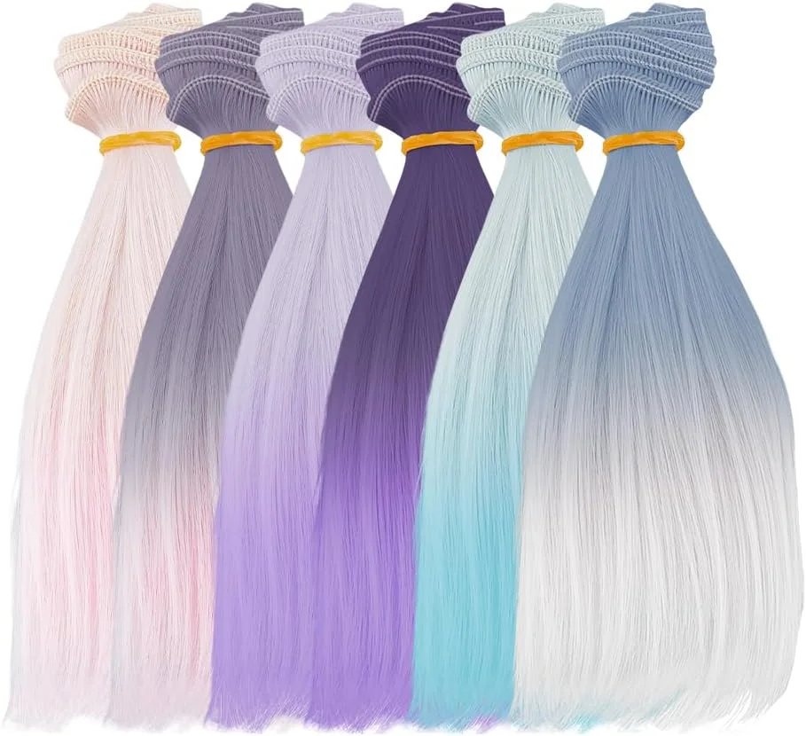 ویگ موی عروسک DICOSMETIC، 6 عدد، 100x15.5 سانتی متر، موی عروسک مصنوعی صاف در 6 رنگ، الیاف با درجه حرارت بالا، اکستنشن موی عروسک، لوازم هنری ساخت عروسک