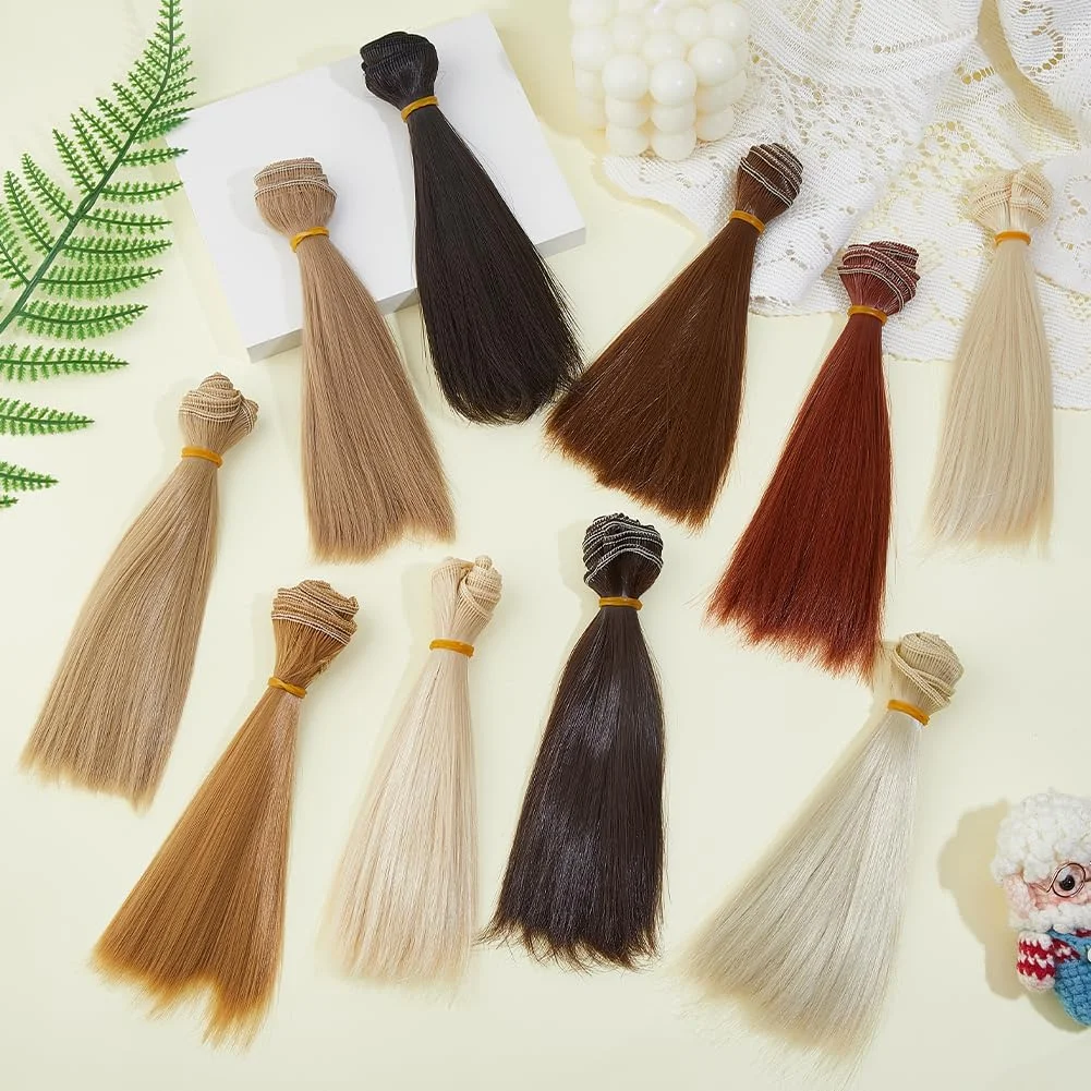 موهای بافت عروسک DICOSMETIC، 10 عدد، 100x15.5 سانتی متر، کلاه گیس عروسک، 10 رنگ موی مصنوعی صاف، الیاف با درجه حرارت بالا، اکستنشن موی عروسک، لوازم هنری ساخت عروسک موهای بافت عروسک DICOSMETIC، 10 عدد، 100x15.5 سانتی متر، کلاه گیس عروسک، 10 رنگ موی مصنوعی صاف، الیاف با درجه حرارت بالا، اکستنشن موی عروسک، لوازم هنری ساخت عروسک