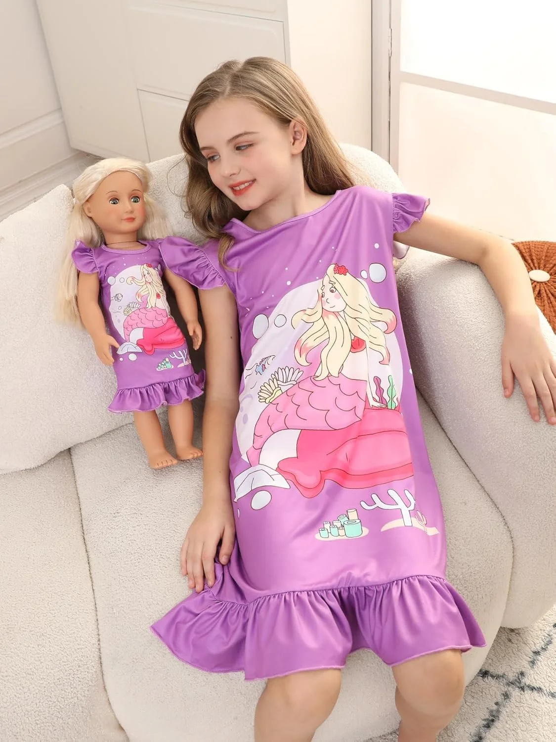 Bow Dream ست لباس دخترانه، لباس عروسک دخترانه آمریکایی زیبا و ست لوازم جانبی ست لباس دخترانه مهمانی تولد پری دریایی بنفش، پری دریایی بنفش، 4-5 سال Bow Dream ست لباس دخترانه، لباس عروسک دخترانه آمریکایی زیبا و ست لوازم جانبی ست لباس دخترانه مهمانی تولد پری دریایی بنفش، پری دریایی بنفش، 4-5 سال