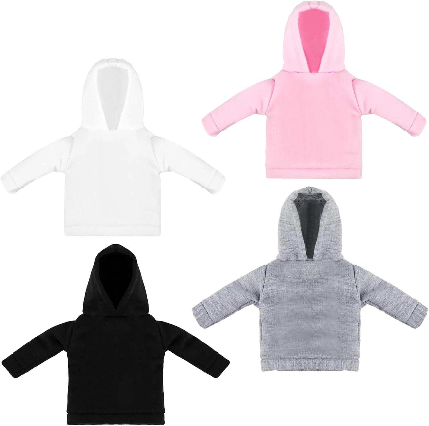 ست لباس زمستانی عروسک بنکایلور 4 عددی، شامل هودی و لوازم جانبی، ست لباس هودی زیبا (سیاه، صورتی، سفید، خاکستری، مناسب عروسک 18 اینچی)