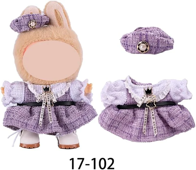 dollbie 2 ست لباس عروسک Kawaii برای عروسک های پولیشی 17 سانتی متری - ست لباس پوشیدنی جایگزین لباس شیک با کفش، عینک و کیف شانه ای دوربین مناسب عروسک های مینی 6.7 اینچی (بدون عروسک)