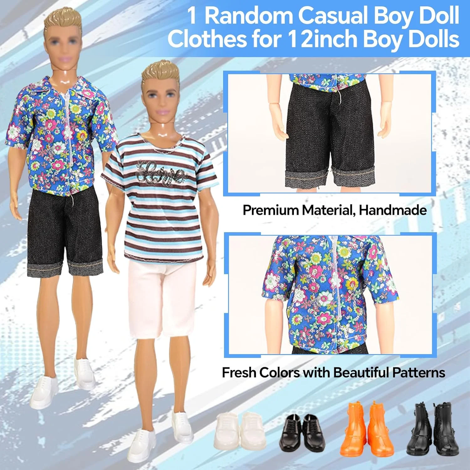 23 تکه لباس و لوازم جانبی عروسک های پسرانه سازگار با کن، لباس های اسپرت و غیررسمی عروسک های پسرانه شامل 7 تاپ، 8 شلوار، 1 عینک، 1 جوراب، 1 کیف کمری، 5 جفت کفش برای عروسک های پسرانه 12 اینچی 23 تکه لباس و لوازم جانبی عروسک های پسرانه سازگار با کن، لباس های اسپرت و غیررسمی عروسک های پسرانه شامل 7 تاپ، 8 شلوار، 1 عینک، 1 جوراب، 1 کیف کمری، 5 جفت کفش برای عروسک های پسرانه 12 اینچی