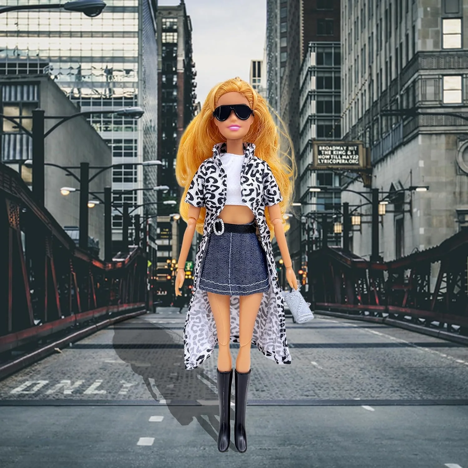 ست 26 عددی لباس و لوازم جانبی عروسک، 2 ست کت ترنچ پلنگی، ژاکت و دامن، 2 پیراهن، 2 ست شلوار بلند، 14 لوازم جانبی با استایل تصادفی برای هدیه عروسک دخترانه 11.5 اینچی