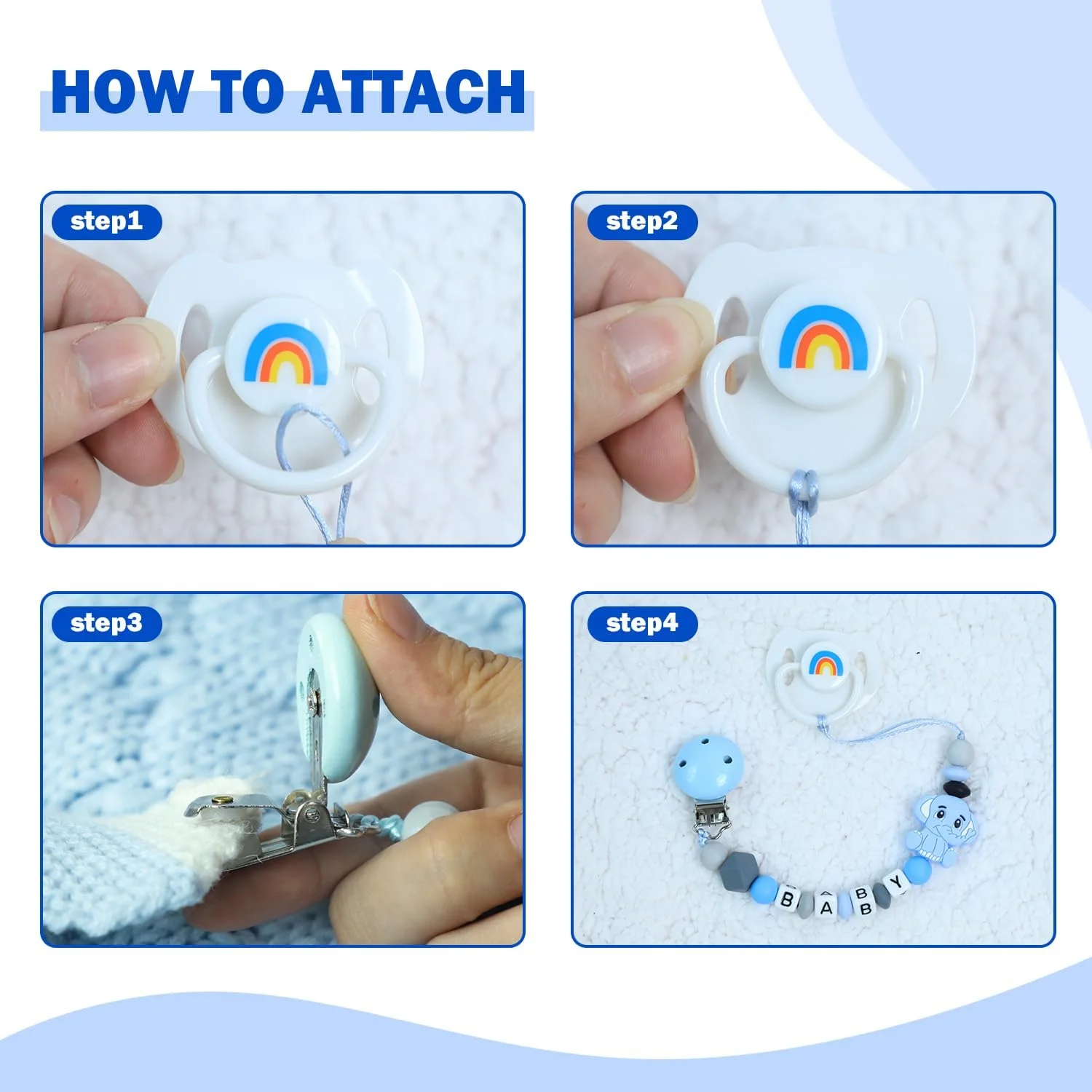 ست لوازم جانبی عروسک نوزاد SCOM Reborn - پستانک های مغناطیسی رنگین کمانی و شیشه شیرهای عروسکی قابل استفاده مجدد با گیره های پستانک سیلیکونی برای عروسک های Reborn پسرانه، مدل آبی، 3 عدد ست لوازم جانبی عروسک نوزاد SCOM Reborn - پستانک های مغناطیسی رنگین کمانی و شیشه شیرهای عروسکی قابل استفاده مجدد با گیره های پستانک سیلیکونی برای عروسک های Reborn پسرانه، مدل آبی، 3 عدد