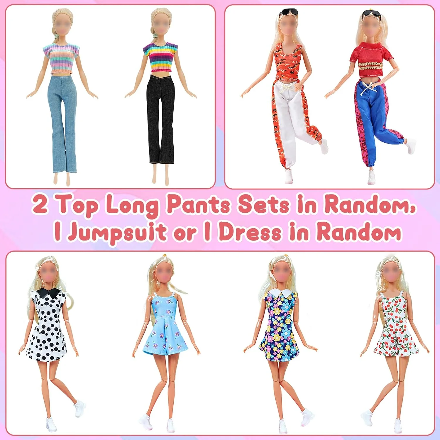 ست 26 عددی لباس و لوازم جانبی عروسک، 2 ست کت ترنچ پلنگی، ژاکت و دامن، 2 پیراهن، 2 ست شلوار بلند، 14 لوازم جانبی با استایل تصادفی برای هدیه عروسک دخترانه 11.5 اینچی