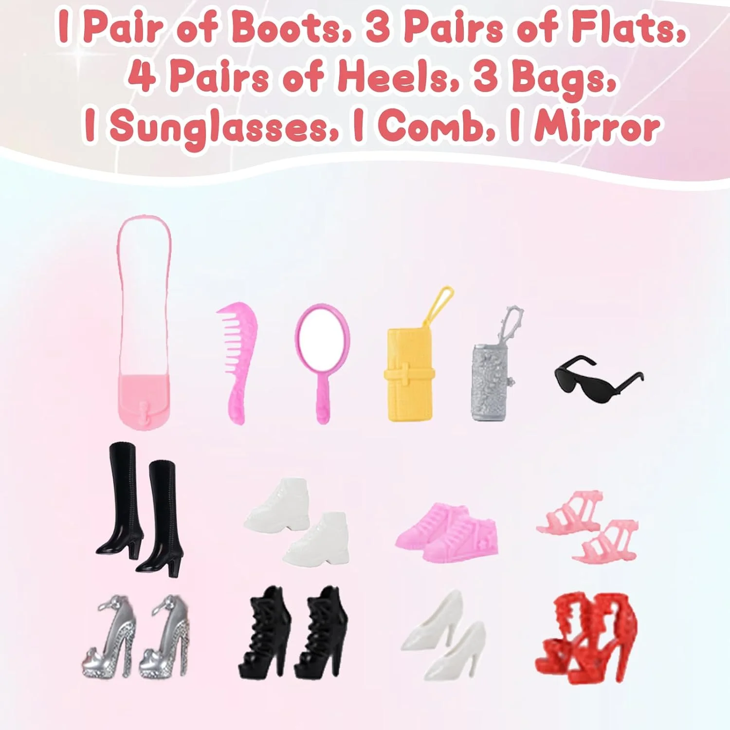 ست 26 عددی لباس و لوازم جانبی عروسک، 2 ست کت ترنچ پلنگی، ژاکت و دامن، 2 پیراهن، 2 ست شلوار بلند، 14 لوازم جانبی با استایل تصادفی برای هدیه عروسک دخترانه 11.5 اینچی