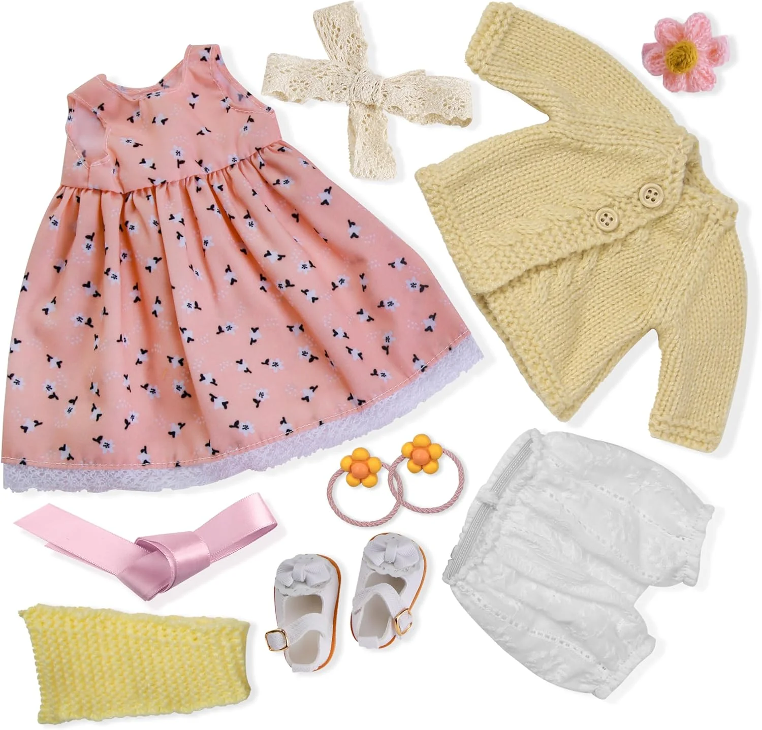 ست لباس 12 اینچی BlissfulPixie، لباس دست ساز عروسک والدورف با جعبه زیبا برای هدیه تولد دخترانه - لوازم جانبی لباس دلیا