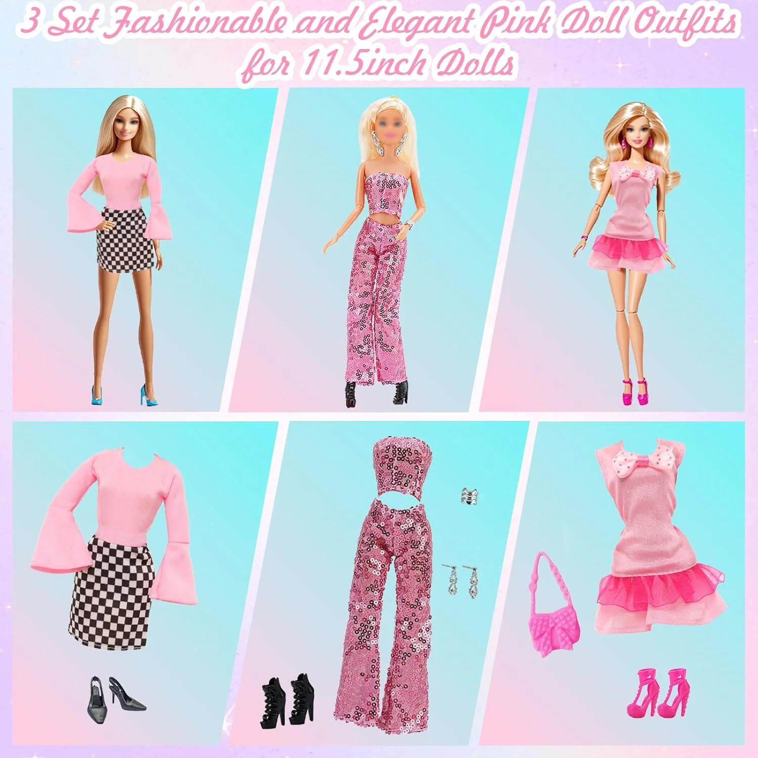 26 تکه لباس و لوازم جانبی عروسک سازگار با باربی، سبک مد روز، 1 لباس شب آبی، 1 کت و شلوار پولک دار صورتی، 1 دامن چهارخانه شیک، 1 دامن آیدل آبی، 4 لباس، 1 کت و شلوار گلدار برای عروسک 11.5 اینچی 26 تکه لباس و لوازم جانبی عروسک سازگار با باربی، سبک مد روز، 1 لباس شب آبی، 1 کت و شلوار پولک دار صورتی، 1 دامن چهارخانه شیک، 1 دامن آیدل آبی، 4 لباس، 1 کت و شلوار گلدار برای عروسک 11.5 اینچی