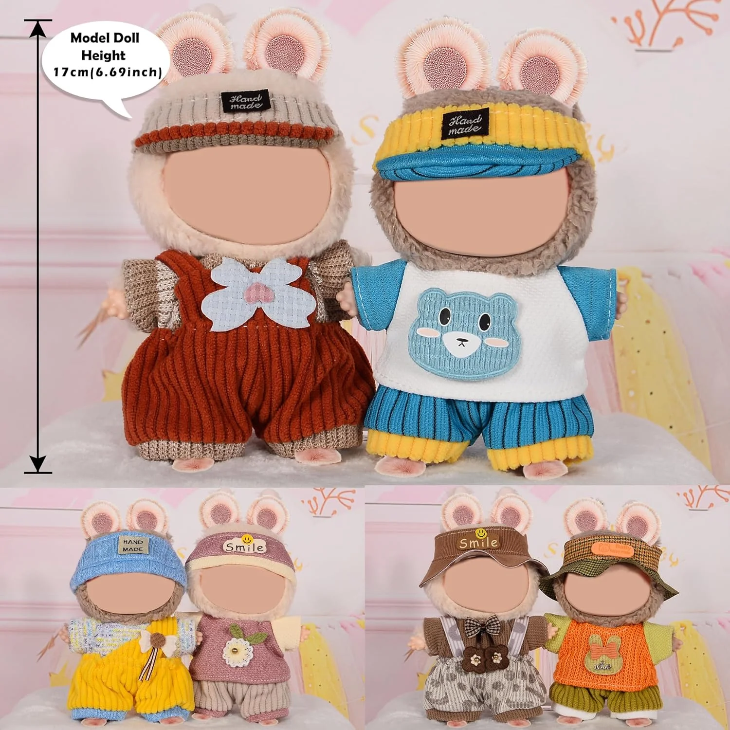 مجموعه 6 عددی لباس عروسک با لوازم جانبی برای عروسک های 17 سانتی متری شامل: 6 کلاه، 6 تاپ، 6 شلوار - لباس نرم و شیک (عروسک شامل نمی شود) مجموعه 6 عددی لباس عروسک با لوازم جانبی برای عروسک های 17 سانتی متری شامل: 6 کلاه، 6 تاپ، 6 شلوار - لباس نرم و شیک (عروسک شامل نمی شود)