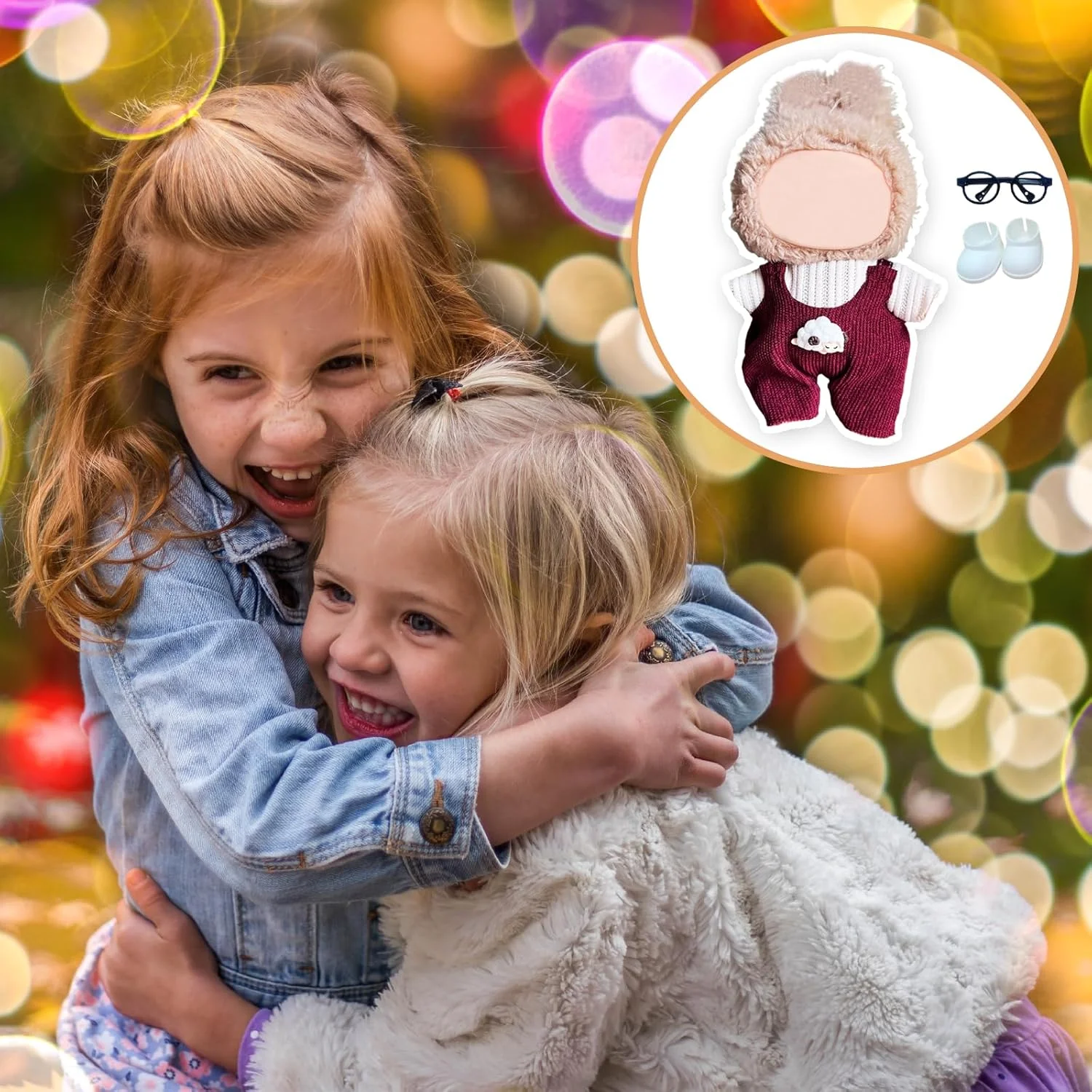 لباس عروسک سازگار با عروسک لابوبو 17 سانتی متری، شامل یک تاپ، یک جفت ساسپندر، یک جفت کفش و یک جفت عینک (عروسک شامل نمی شود)