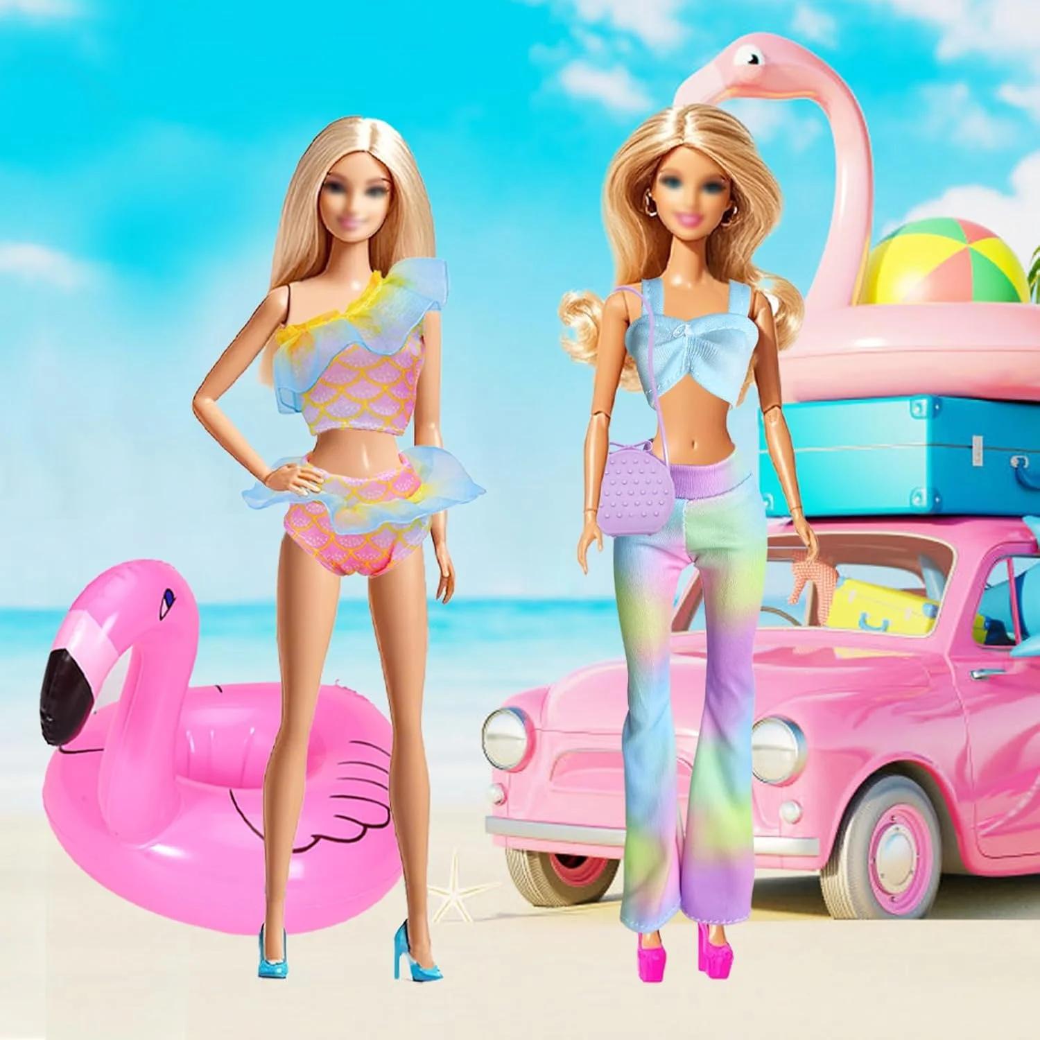 21 لباس، 1 دامن گل سبز، 1 لباس زیرپوش صورتی، 1 شلوار تاپ، 1 لباس گلدار با یقه آویز، 1 لباس پری دریایی، 1 مایو برای عروسک های 11.5 اینچی، هدیه 21 لباس، 1 دامن گل سبز، 1 لباس زیرپوش صورتی، 1 شلوار تاپ، 1 لباس گلدار با یقه آویز، 1 لباس پری دریایی، 1 مایو برای عروسک های 11.5 اینچی، هدیه