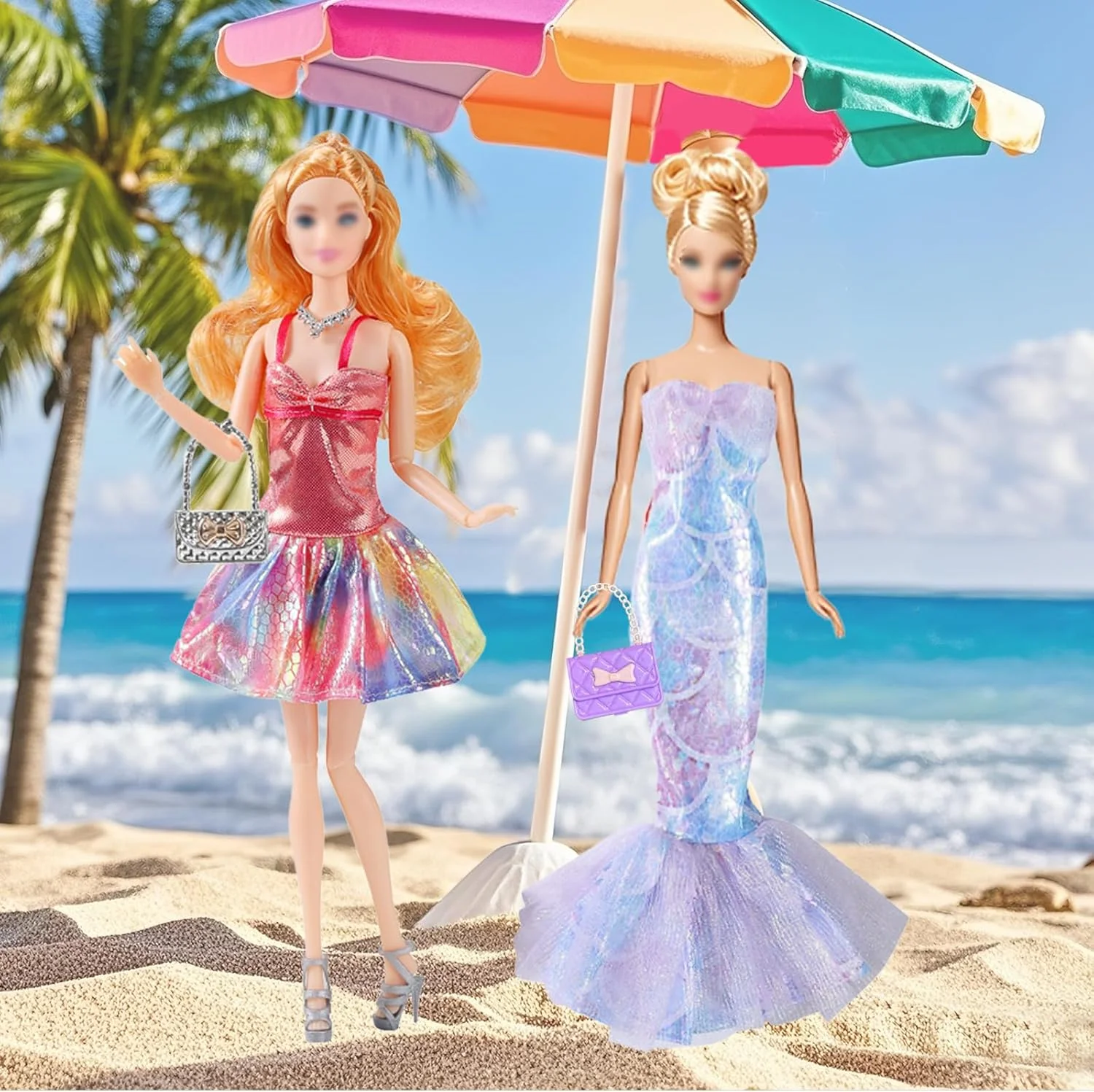 21 لباس، 1 دامن گل سبز، 1 لباس زیرپوش صورتی، 1 شلوار تاپ، 1 لباس گلدار با یقه آویز، 1 لباس پری دریایی، 1 مایو برای عروسک های 11.5 اینچی، هدیه 21 لباس، 1 دامن گل سبز، 1 لباس زیرپوش صورتی، 1 شلوار تاپ، 1 لباس گلدار با یقه آویز، 1 لباس پری دریایی، 1 مایو برای عروسک های 11.5 اینچی، هدیه