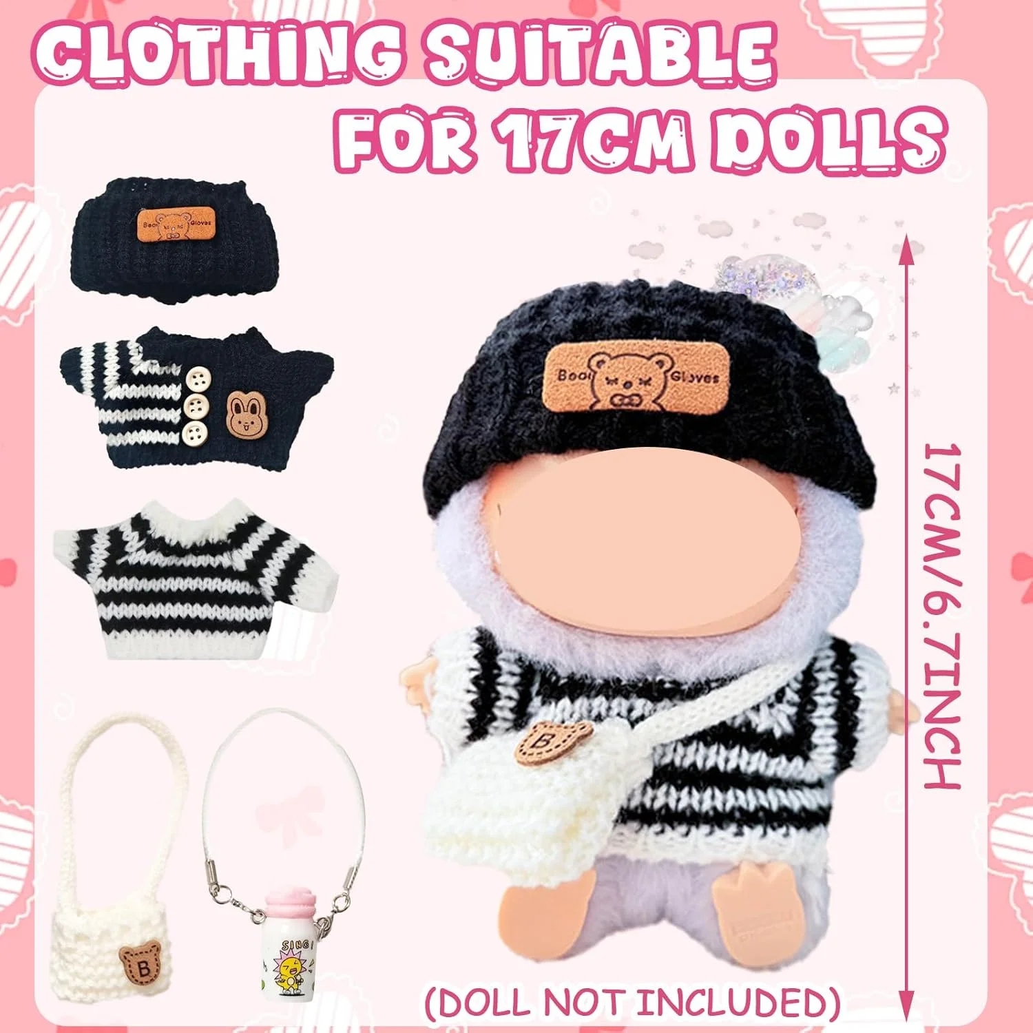 بسته 5 عددی لباس عروسک، لباس برای عروسک 17 سانتی متری، پولیشی با کلاه، پلیور، کوله پشتی برای پسران و دختران، هدیه (بدون عروسک) بسته 5 عددی لباس عروسک، لباس برای عروسک 17 سانتی متری، پولیشی با کلاه، پلیور، کوله پشتی برای پسران و دختران، هدیه (بدون عروسک)