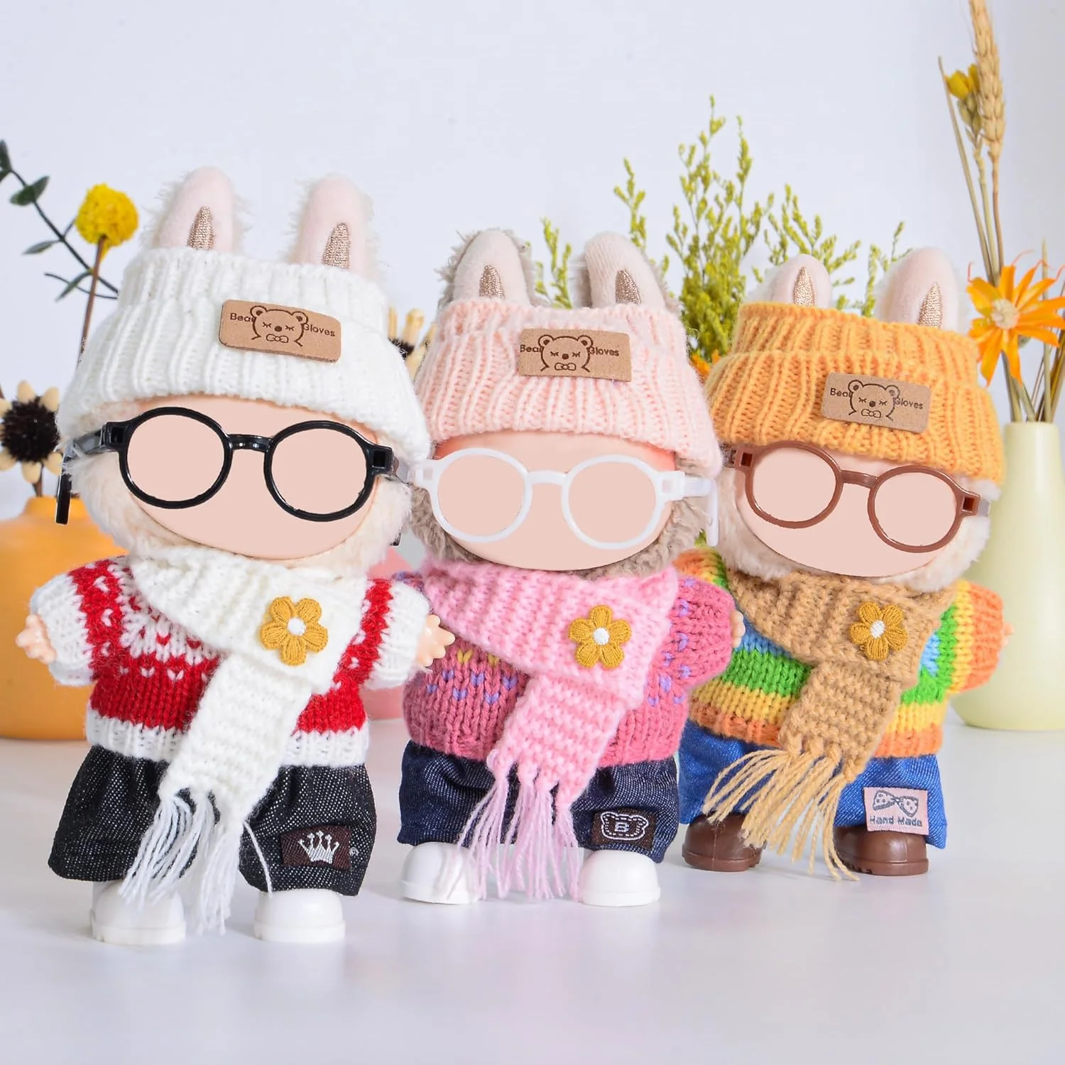 dollbie مجموعه 3 عددی لباس و لوازم جانبی بافتنی عروسک برای عروسک های 17 سانتی متری شامل: 3 کلاه، 3 ژاکت، 3 شلوار، 3 شال گردن، 3 کفش و 3 عینک (عروسک شامل نمی شود) dollbie مجموعه 3 عددی لباس و لوازم جانبی بافتنی عروسک برای عروسک های 17 سانتی متری شامل: 3 کلاه، 3 ژاکت، 3 شلوار، 3 شال گردن، 3 کفش و 3 عینک (عروسک شامل نمی شود)