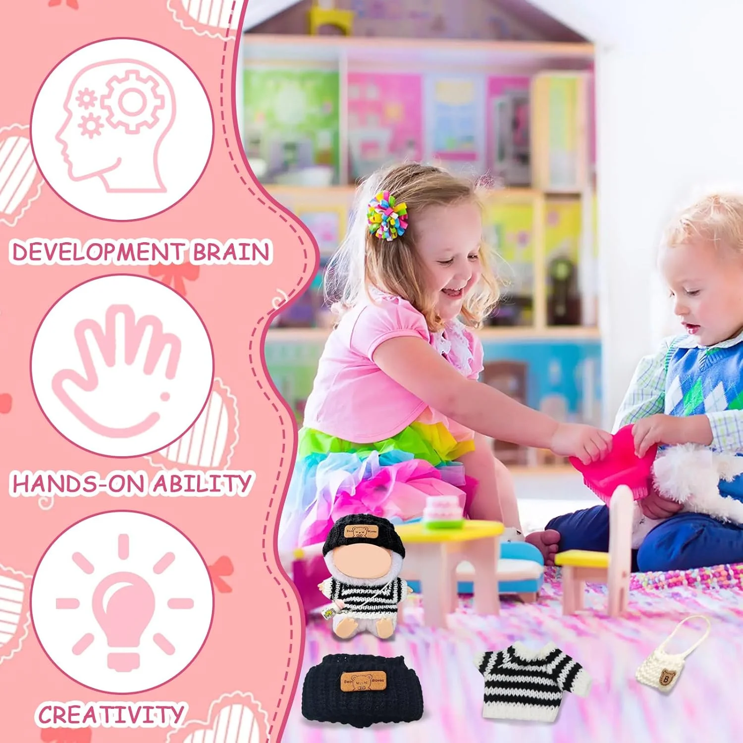 بسته 5 عددی لباس عروسک، لباس برای عروسک 17 سانتی متری، پولیشی با کلاه، پلیور، کوله پشتی برای پسران و دختران، هدیه (بدون عروسک) بسته 5 عددی لباس عروسک، لباس برای عروسک 17 سانتی متری، پولیشی با کلاه، پلیور، کوله پشتی برای پسران و دختران، هدیه (بدون عروسک)