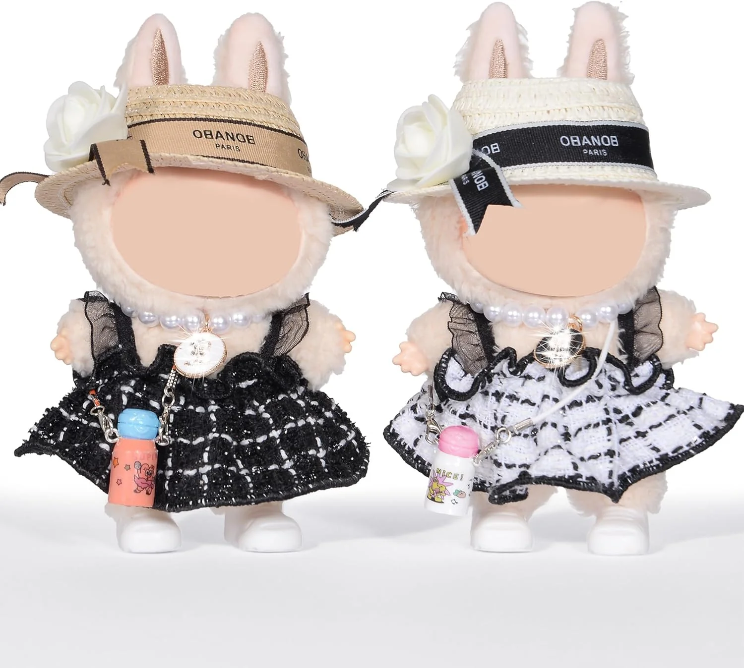 مجموعه 2 عددی لباس و لوازم جانبی شیک برای عروسک های 17 سانتی متری شامل: 2 کلاه، 2 لباس، 2 جفت کفش، 2 کیف و 2 گردنبند (عروسک شامل نمی شود) (012)