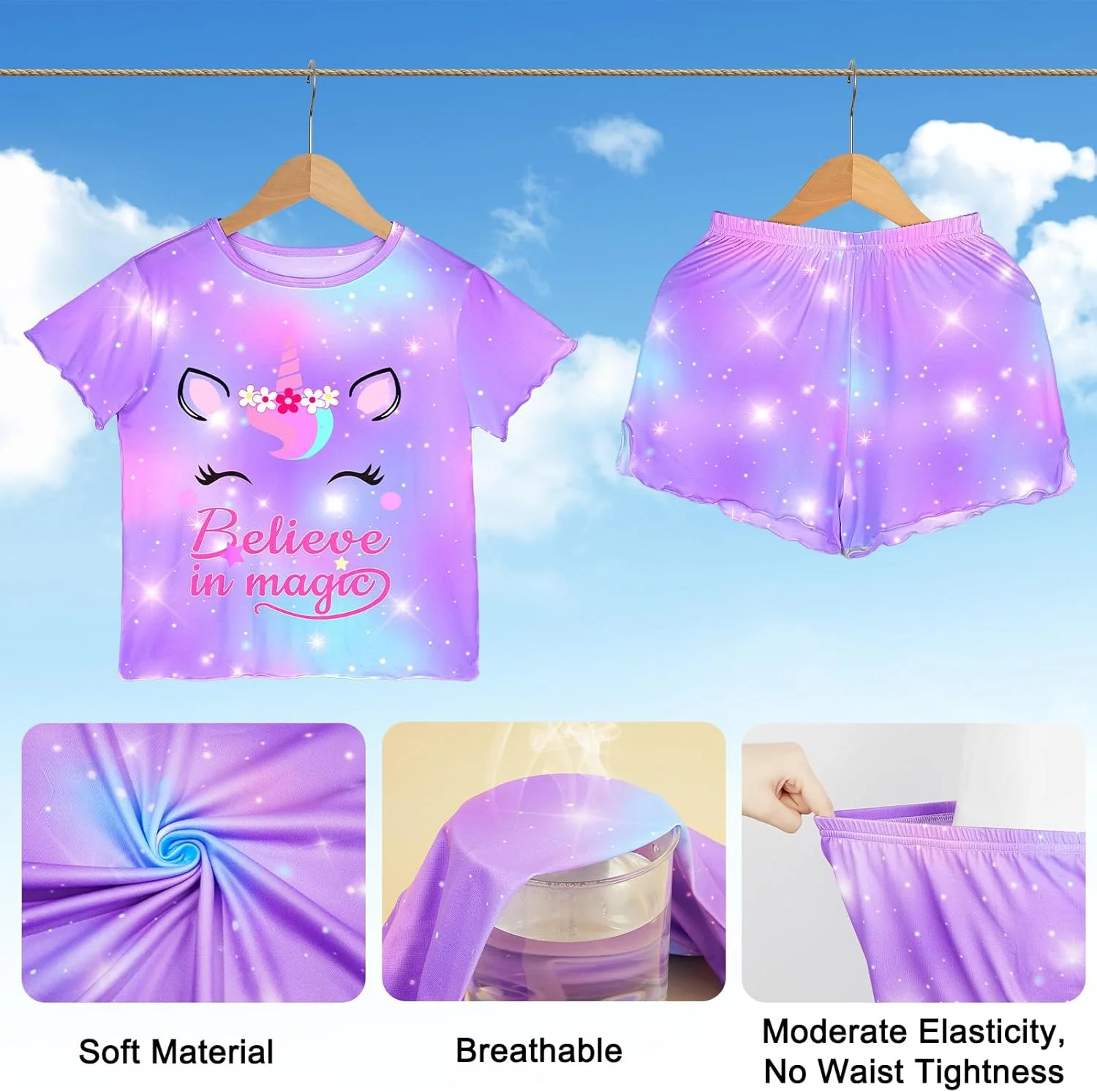 ست لباس خواب دخترانه و عروسکی ایکوزی 2 تکه، تاپ و شورت لباس خواب بچه گانه برای عروسک 18 اینچی دخترانه ست لباس خواب دخترانه و عروسکی ایکوزی 2 تکه، تاپ و شورت لباس خواب بچه گانه برای عروسک 18 اینچی دخترانه