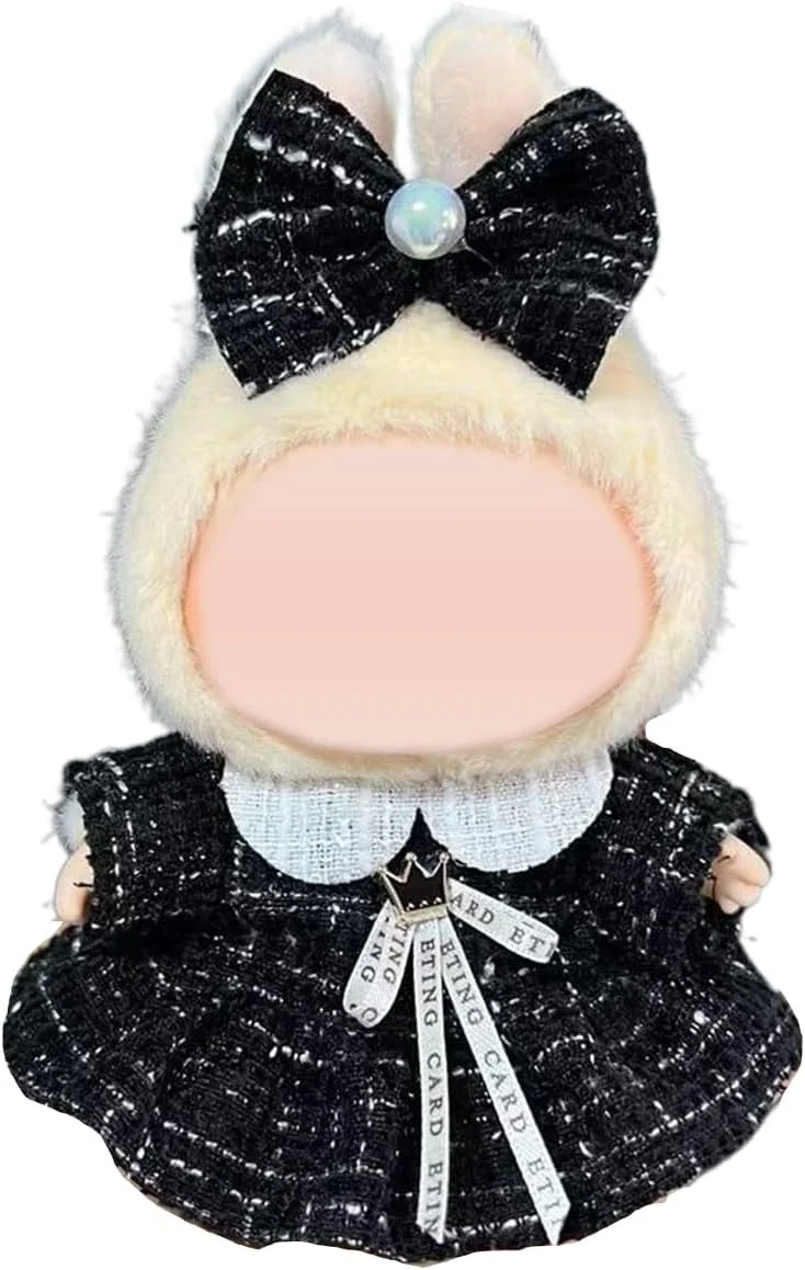 لباس برای عروسک های لابوبو 17 سانتی متری، شامل پیش بند، بادی، لوازم جانبی لباس شیک و دوست داشتنی لابوبو (بدون عروسک (مشکی)