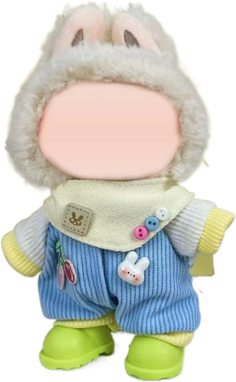 لباس برای عروسک های لابوبو 17 سانتی متری، شامل شنل، بادی، لوازم جانبی لباس شیک و دوست داشتنی لابوبو (بدون عروسک) (آبی)