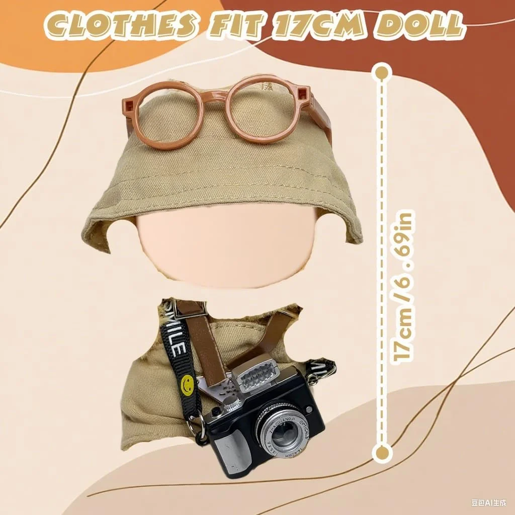 Carreuty ست 3 تکه لباس عروسک برای عروسک های پولیشی 17 سانتی متری، شامل 1 لگ، 1 کلاه ماهیگیری، 1 دوربین، 1 عینک برای عروسک ها، لباس ممتاز، هدیه تولد و تعطیلات برای دختران و کودکان (بدون عروسک) قهوه ای Carreuty ست 3 تکه لباس عروسک برای عروسک های پولیشی 17 سانتی متری، شامل 1 لگ، 1 کلاه ماهیگیری، 1 دوربین، 1 عینک برای عروسک ها، لباس ممتاز، هدیه تولد و تعطیلات برای دختران و کودکان (بدون عروسک) قهوه ای