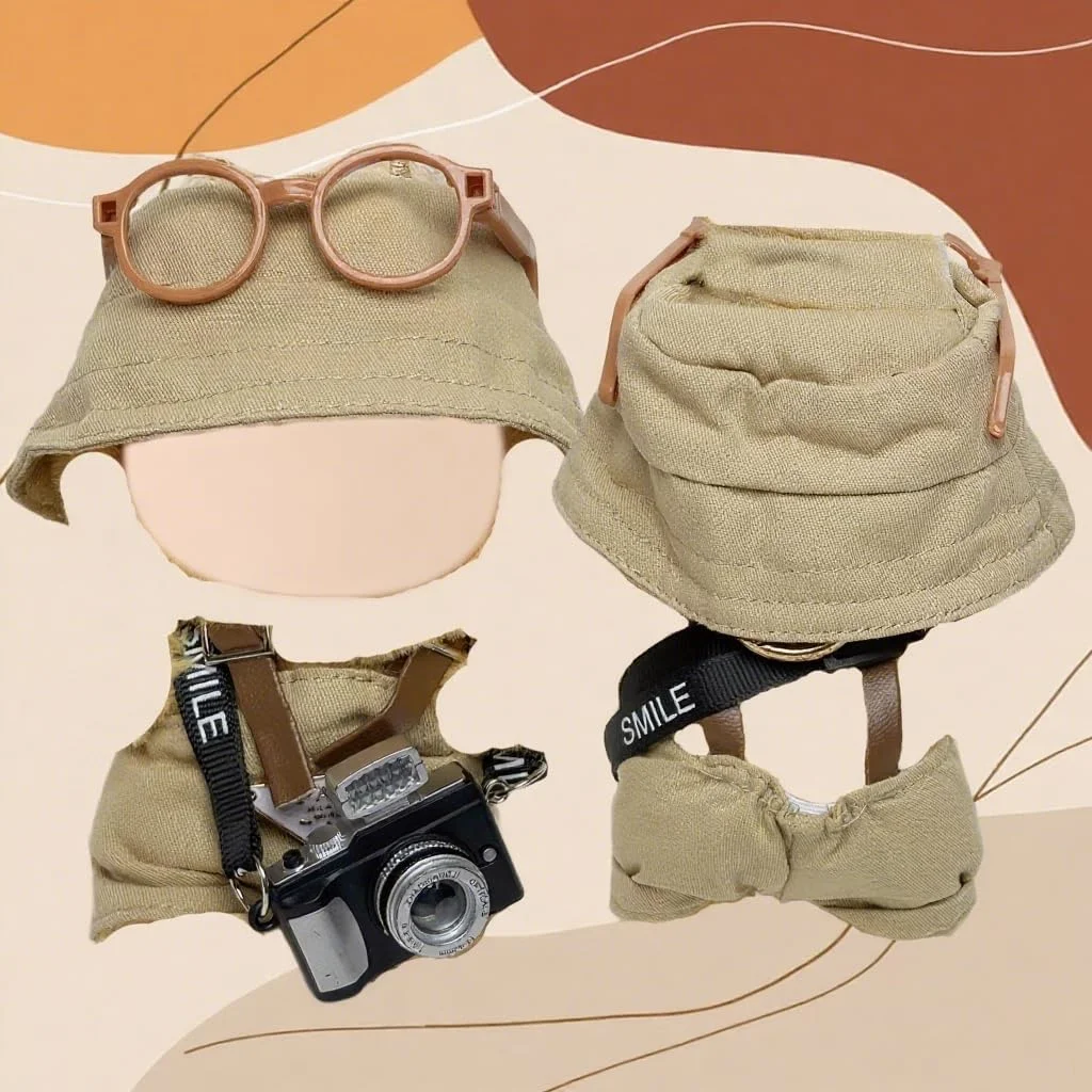 Carreuty ست 3 تکه لباس عروسک برای عروسک های پولیشی 17 سانتی متری، شامل 1 لگ، 1 کلاه ماهیگیری، 1 دوربین، 1 عینک برای عروسک ها، لباس ممتاز، هدیه تولد و تعطیلات برای دختران و کودکان (بدون عروسک) قهوه ای Carreuty ست 3 تکه لباس عروسک برای عروسک های پولیشی 17 سانتی متری، شامل 1 لگ، 1 کلاه ماهیگیری، 1 دوربین، 1 عینک برای عروسک ها، لباس ممتاز، هدیه تولد و تعطیلات برای دختران و کودکان (بدون عروسک) قهوه ای