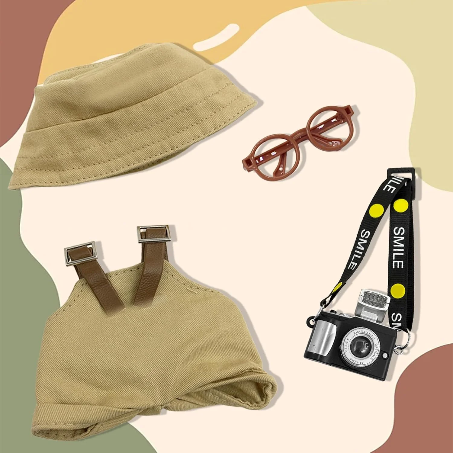 Carreuty ست 3 تکه لباس عروسک برای عروسک های پولیشی 17 سانتی متری، شامل 1 لگ، 1 کلاه ماهیگیری، 1 دوربین، 1 عینک برای عروسک ها، لباس ممتاز، هدیه تولد و تعطیلات برای دختران و کودکان (بدون عروسک) قهوه ای Carreuty ست 3 تکه لباس عروسک برای عروسک های پولیشی 17 سانتی متری، شامل 1 لگ، 1 کلاه ماهیگیری، 1 دوربین، 1 عینک برای عروسک ها، لباس ممتاز، هدیه تولد و تعطیلات برای دختران و کودکان (بدون عروسک) قهوه ای