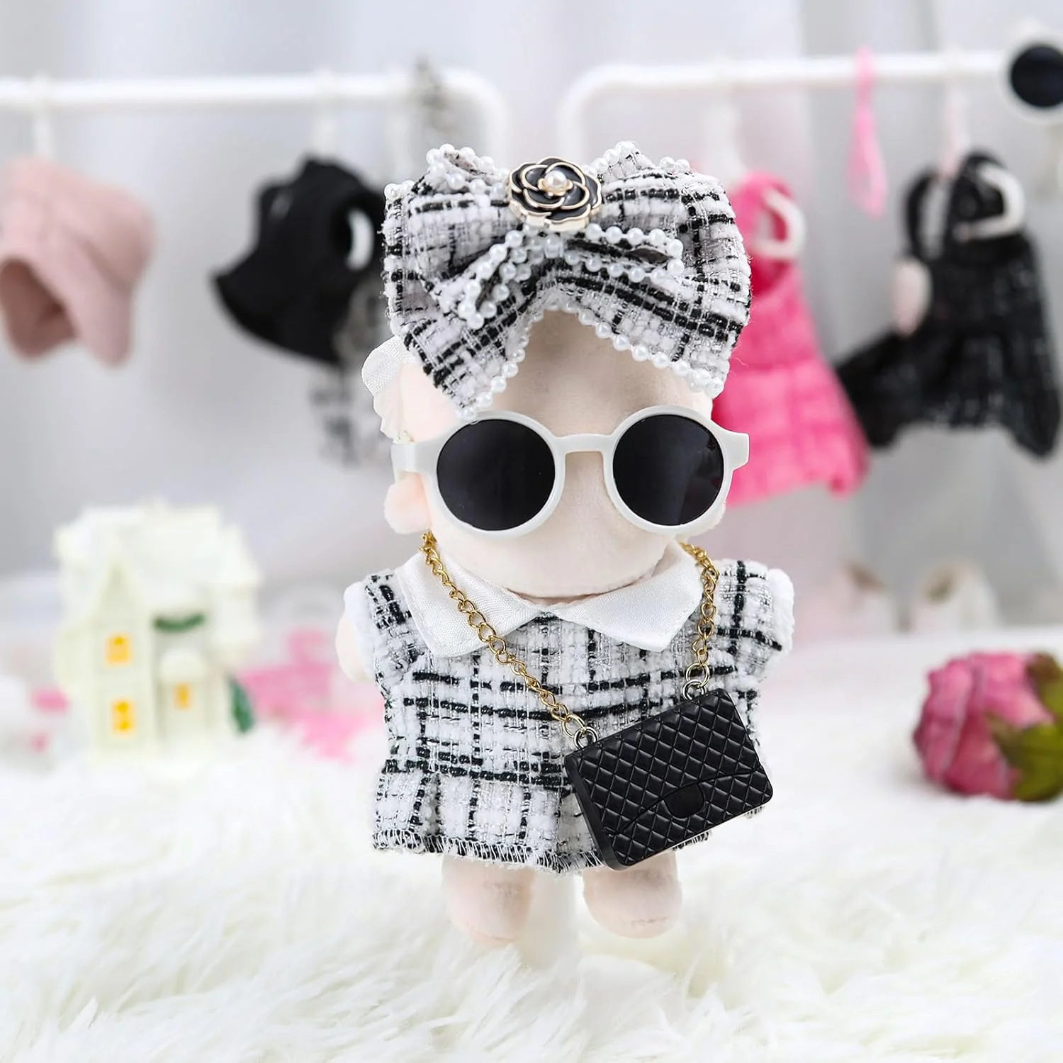 لباس عروسک Muomdid برای لابوبو (بدون عروسک) لباس های سفید 15 سانتی متری برای عروسک های لابوبو، لباس مشکی شیک، هدبند، پاپیون، عینک و کیف، لوازم جانبی لباس نفیس سازگار با لابوبو لباس عروسک Muomdid برای لابوبو (بدون عروسک) لباس های سفید 15 سانتی متری برای عروسک های لابوبو، لباس مشکی شیک، هدبند، پاپیون، عینک و کیف، لوازم جانبی لباس نفیس سازگار با لابوبو