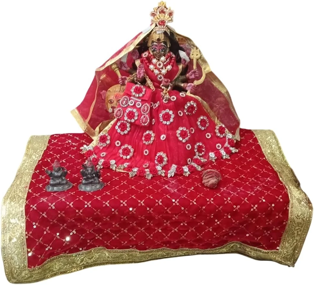 DAUJI ENTERPRISES | مخمل قرمز Puja Aasan/Mat | گلدوزی شده با پولک و حاشیه Brocade طلایی | 45.72x45.72 سانتی متر | دو لایه برای چوکی، مندیر و قرار دادن کالاش (ست 2 عددی) DAUJI ENTERPRISES | مخمل قرمز Puja Aasan/Mat | گلدوزی شده با پولک و حاشیه Brocade طلایی | 45.72x45.72 سانتی متر | دو لایه برای چوکی، مندیر و قرار دادن کالاش (ست 2 عددی)