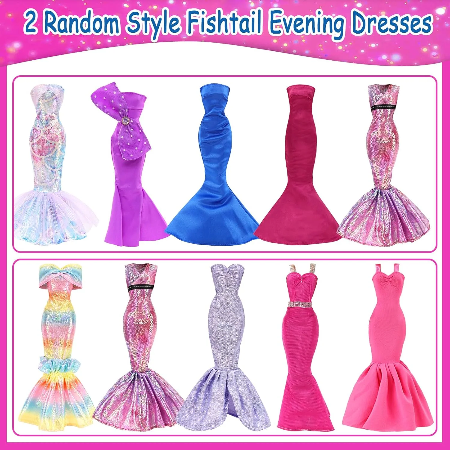 43 تکه لباس و لوازم جانبی عروسک شامل 2 لباس شب، 5 لباس مد، 5 تاپ، 5 شلوار، لباس های خنک، 3 لباس شنا با 15 جفت کفش و 13 لوازم جانبی برای ست لباس عروسک های دخترانه 11.5 اینچی