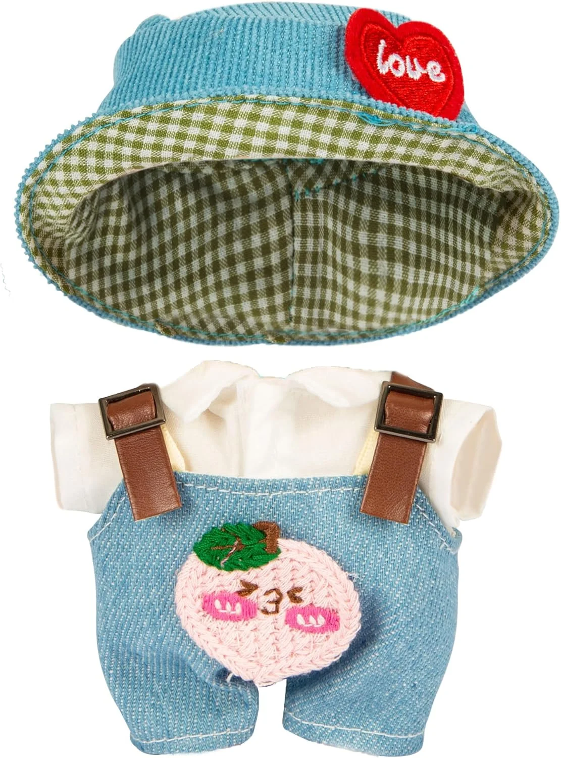 لباس عروسک BAIKEA، ست لباس شیک برای عروسک های 17 سانتی متری، شامل رامپر آبی + تاپ + کلاه آبی (بدون عروسک)