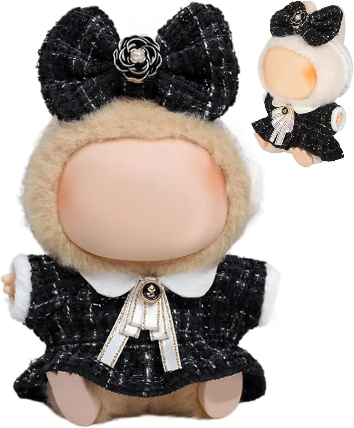 ست لباس عروسک، لباس توییت برای عروسک های 17 سانتی متری (بدون عروسک)، ست شیک لوکس لباس های زیبا پرنسس کاوایی مشکی