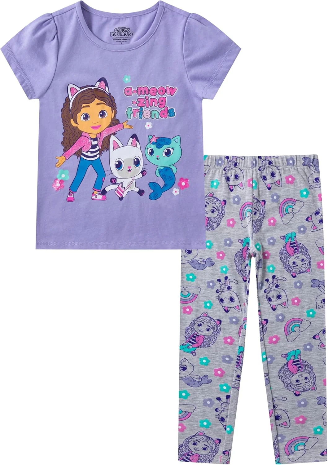 ست تی‌شرت آستین کوتاه و لگینگ دخترانه DREAMWORKS GABBY'S DOLLHOUSE برای کودکان نوپا تا بزرگ