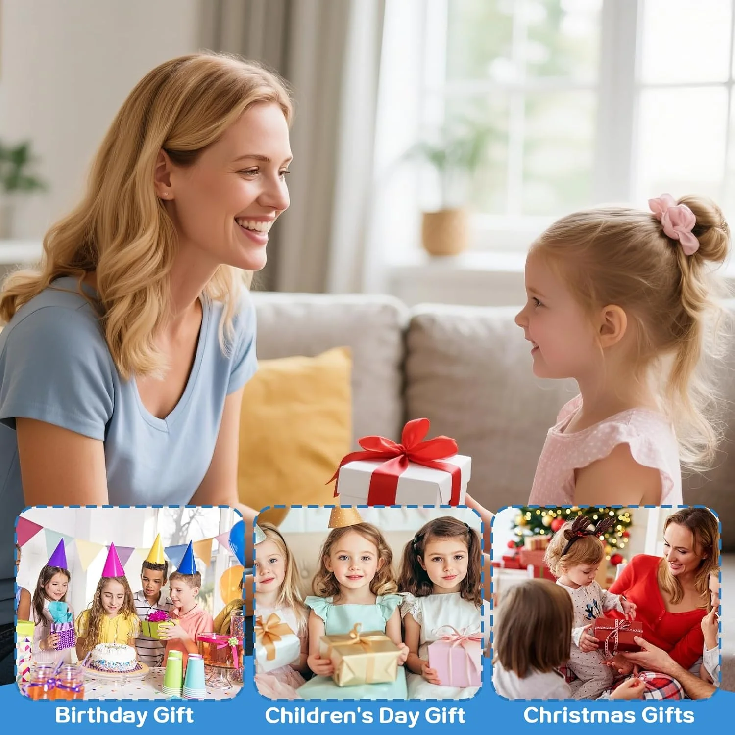 بسته 5 عددی لباس برای عروسک های پولیشی 17 سانتی متری، تاپ + دامن ساسون دار + کلاه برت + گردنبند مرواریدی + آویز دوربین، لباس ها و لوازم جانبی عروسک های زیبا برای کودکان، هدایای عروسک DIY (آبی)