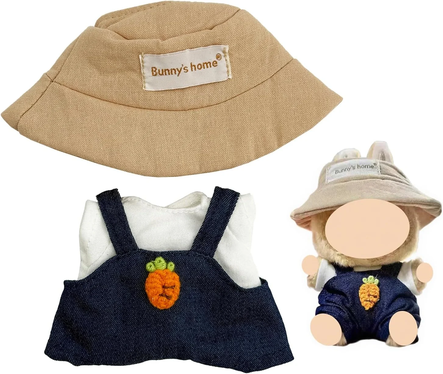 ست لباس عروسک نراتو 3 تکه، لباس های مد روز دست ساز برای عروسک های 15/17 سانتی متری، لباس عروسک زیبا با لوازم جانبی - سرهمی جین، تی شرت سفید و کلاه