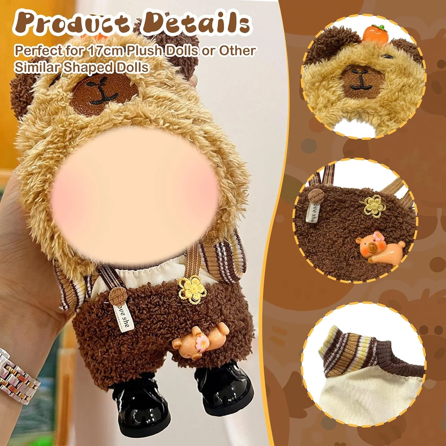 لباس های پولیشی برای عروسک های 17 سانتی متری، لباس عروسک اسباب بازی بغل کردنی، لباس خرس، بسته 4 عددی، کلاه خرسی، سرهمی پولیشی قهوه ای، ژاکت، کفش های مشکی، لوازم جانبی عروسک، هدایای لباس، پسران دختران لباس های پولیشی برای عروسک های 17 سانتی متری، لباس عروسک اسباب بازی بغل کردنی، لباس خرس، بسته 4 عددی، کلاه خرسی، سرهمی پولیشی قهوه ای، ژاکت، کفش های مشکی، لوازم جانبی عروسک، هدایای لباس، پسران دختران