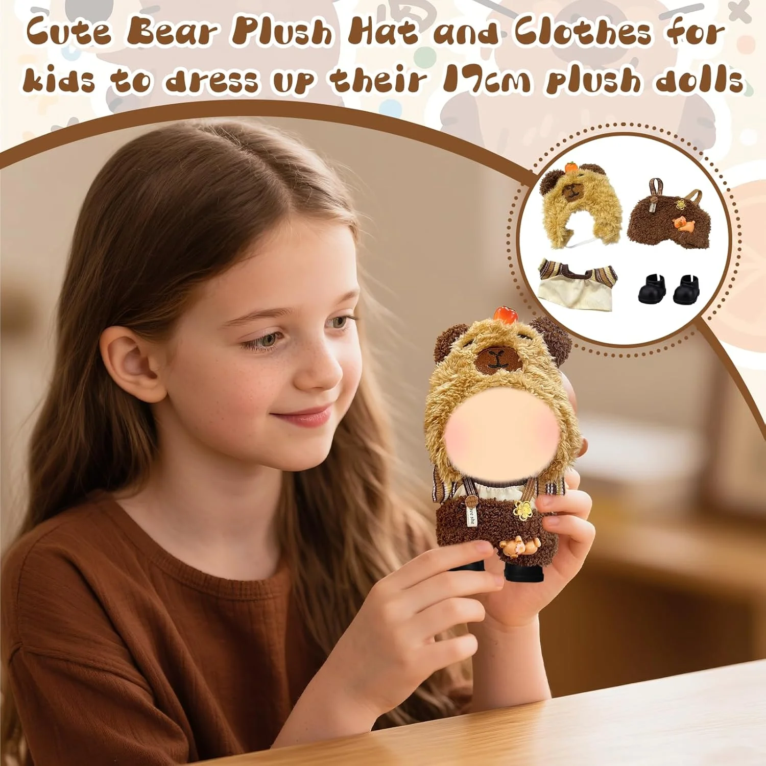 لباس های پولیشی برای عروسک های 17 سانتی متری، لباس عروسک اسباب بازی بغل کردنی، لباس خرس، بسته 4 عددی، کلاه خرسی، سرهمی پولیشی قهوه ای، ژاکت، کفش های مشکی، لوازم جانبی عروسک، هدایای لباس، پسران دختران لباس های پولیشی برای عروسک های 17 سانتی متری، لباس عروسک اسباب بازی بغل کردنی، لباس خرس، بسته 4 عددی، کلاه خرسی، سرهمی پولیشی قهوه ای، ژاکت، کفش های مشکی، لوازم جانبی عروسک، هدایای لباس، پسران دختران