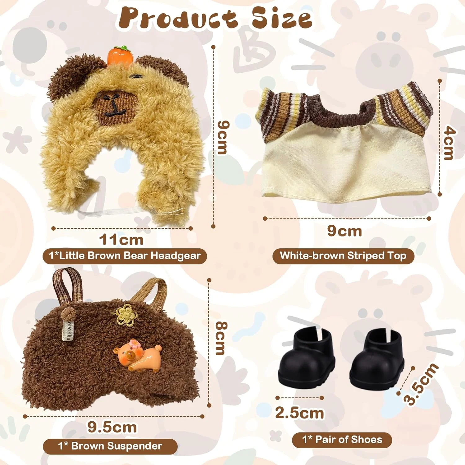 لباس های پولیشی برای عروسک های 17 سانتی متری، لباس عروسک اسباب بازی بغل کردنی، لباس خرس، بسته 4 عددی، کلاه خرسی، سرهمی پولیشی قهوه ای، ژاکت، کفش های مشکی، لوازم جانبی عروسک، هدایای لباس، پسران دختران لباس های پولیشی برای عروسک های 17 سانتی متری، لباس عروسک اسباب بازی بغل کردنی، لباس خرس، بسته 4 عددی، کلاه خرسی، سرهمی پولیشی قهوه ای، ژاکت، کفش های مشکی، لوازم جانبی عروسک، هدایای لباس، پسران دختران