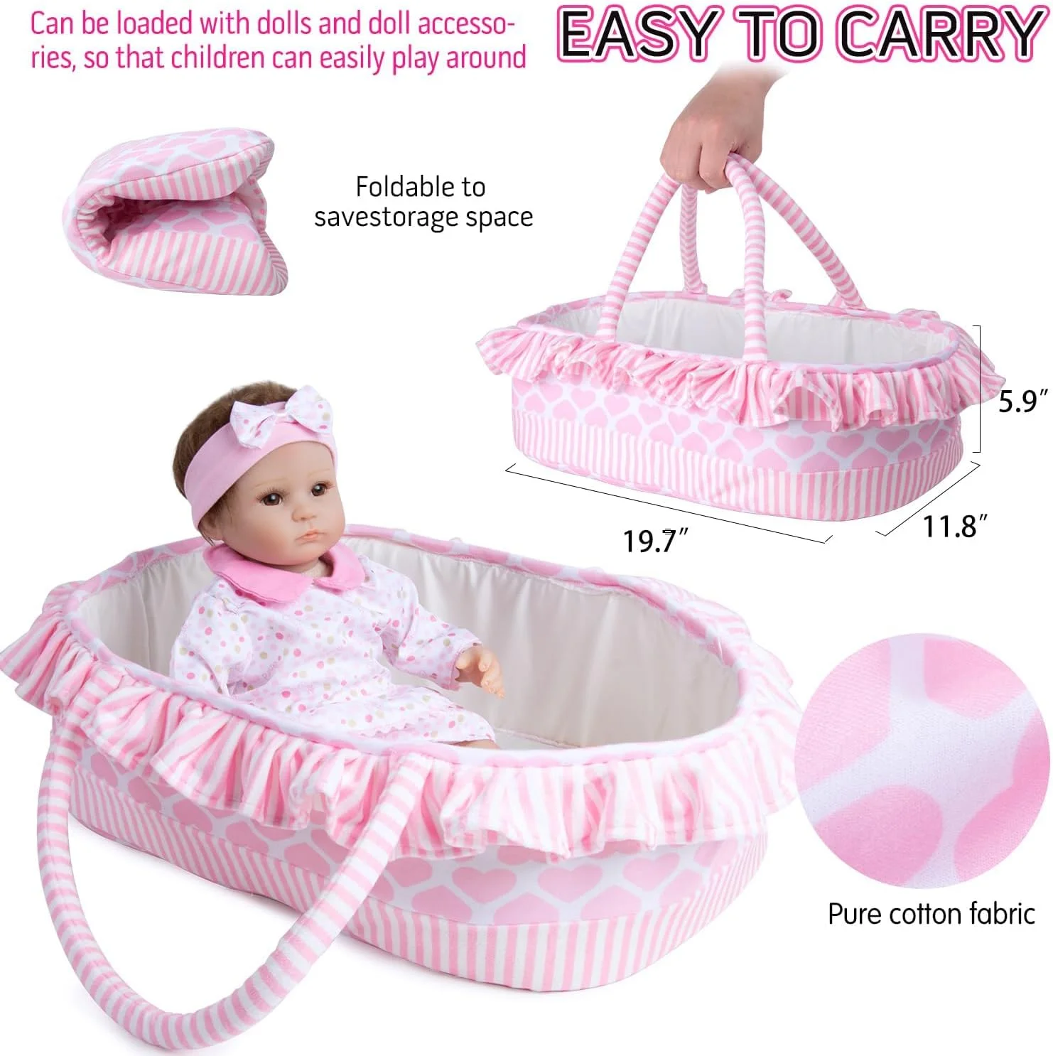 ست لباس 13 تکه عروسک نوزاد Medylove به همراه سبد برای عروسک های 16-18 اینچی، لوازم جانبی عروسک نوزاد، ست هدیه خال خال صورتی دخترانه ست لباس 13 تکه عروسک نوزاد Medylove به همراه سبد برای عروسک های 16-18 اینچی، لوازم جانبی عروسک نوزاد، ست هدیه خال خال صورتی دخترانه