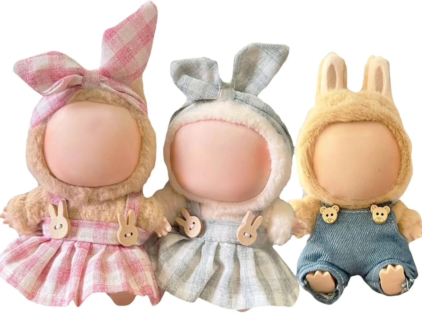 لباس عروسک، لباس های جذاب برای عروسک 17 سانتی متری، شامل 1 شلوار پیش بندی + 2 دامن پیش بندی، 3 ست تعویضی (بدون عروسک)