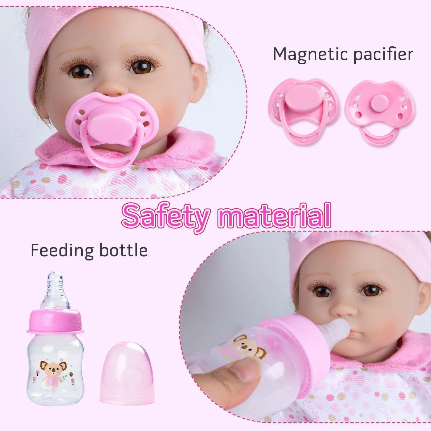 ست لباس 13 تکه عروسک نوزاد Medylove به همراه سبد برای عروسک های 16-18 اینچی، لوازم جانبی عروسک نوزاد، ست هدیه خال خال صورتی دخترانه ست لباس 13 تکه عروسک نوزاد Medylove به همراه سبد برای عروسک های 16-18 اینچی، لوازم جانبی عروسک نوزاد، ست هدیه خال خال صورتی دخترانه