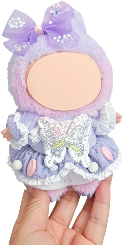 ست لباس مجلسی برای عروسک لابوبو 17 سانتی متری، لباس توری دست ساز و لوازم جانبی دامن، ست لباس پاپیونی بنفش شیک، مناسب برای کلکسیونرها و نمایش عروسک (عروسک شامل نمی شود)