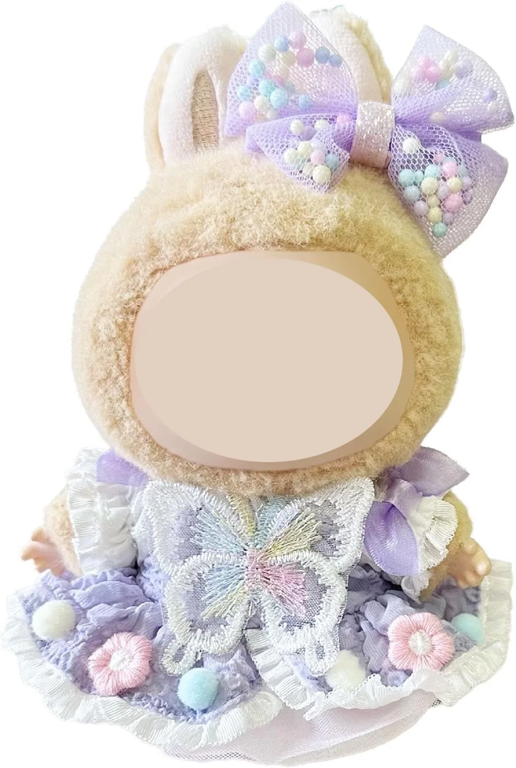 ست لباس مجلسی برای عروسک لابوبو 17 سانتی متری، لباس توری دست ساز و لوازم جانبی دامن، ست لباس پاپیونی بنفش شیک، مناسب برای کلکسیونرها و نمایش عروسک (عروسک شامل نمی شود)