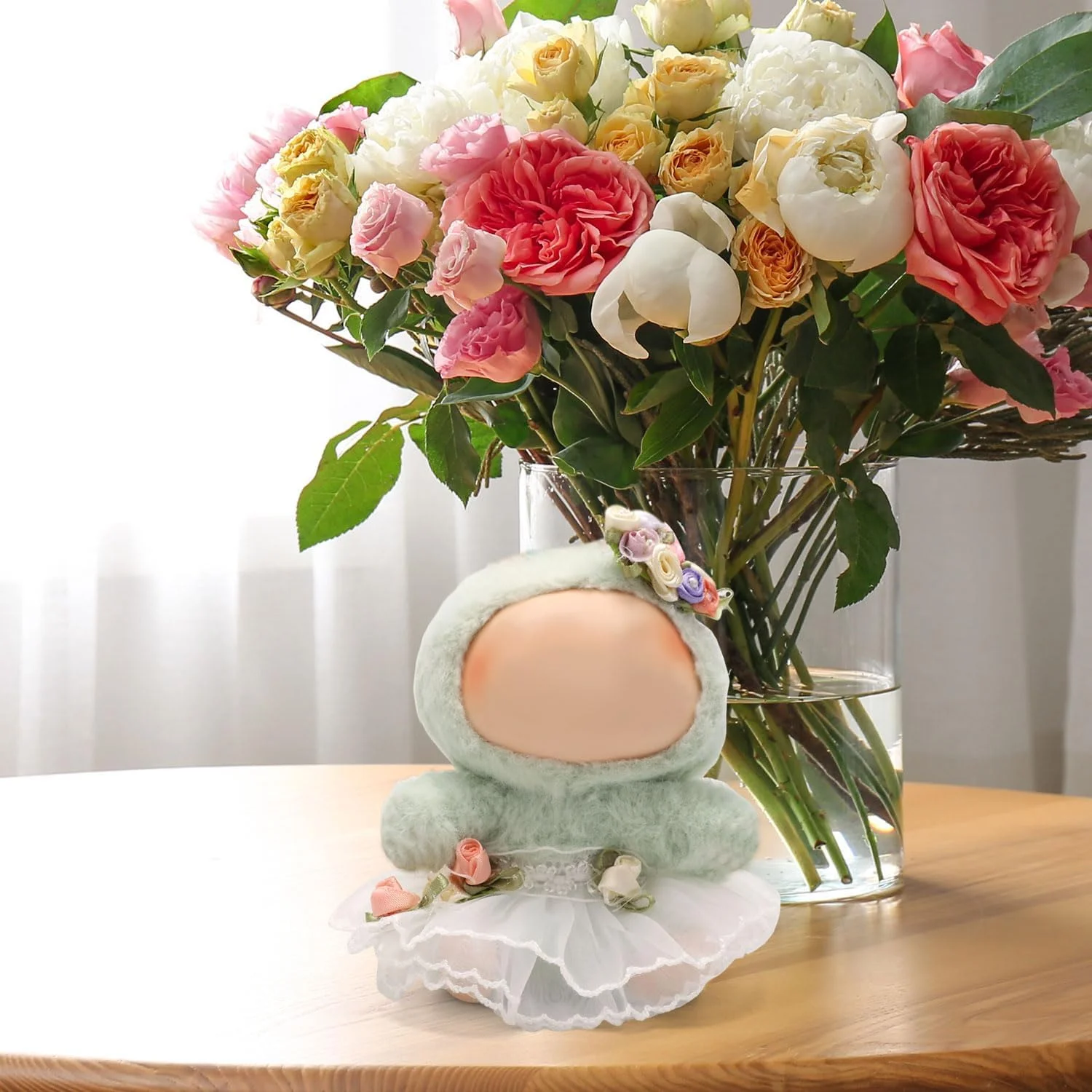 ست لباس عروس عروسکی شیک برای عروسک های پولیشی نشسته 15 سانتی متری و ایستاده 17 سانتی متری، شامل لباس سفید و گیره موی گل، سازگار با عروسک های پولیشی لابوبو ست لباس عروس عروسکی شیک برای عروسک های پولیشی نشسته 15 سانتی متری و ایستاده 17 سانتی متری، شامل لباس سفید و گیره موی گل، سازگار با عروسک های پولیشی لابوبو