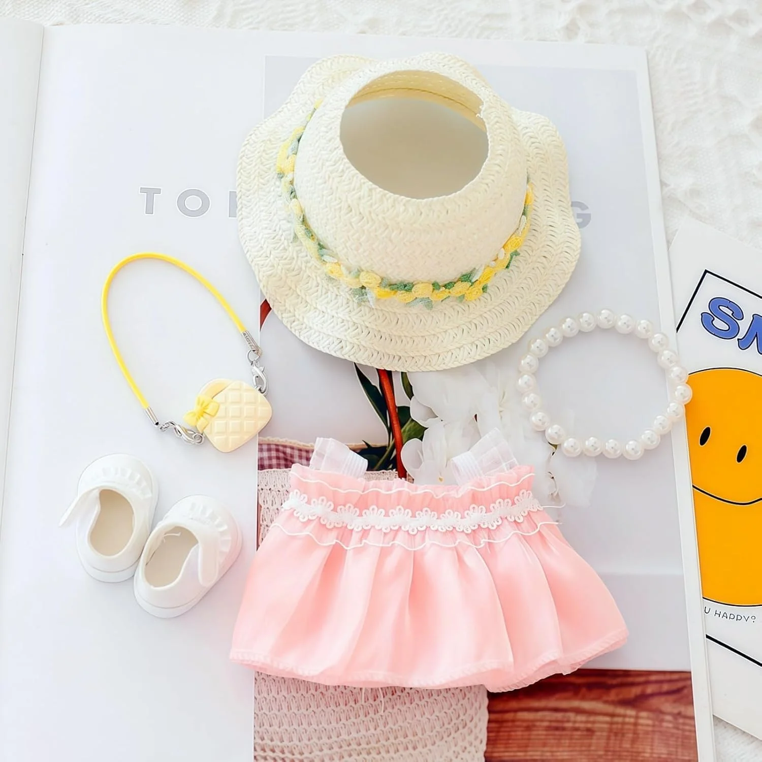 ست لباس عروسک 5 تکه برای عروسک های 15 و 17 سانتی متری، لباس توری رمانتیک با کلاه، دامن و کفش، لوازم جانبی جایگزین ست لباس عروسک صورتی (بدون عروسک) ست لباس عروسک 5 تکه برای عروسک های 15 و 17 سانتی متری، لباس توری رمانتیک با کلاه، دامن و کفش، لوازم جانبی جایگزین ست لباس عروسک صورتی (بدون عروسک)