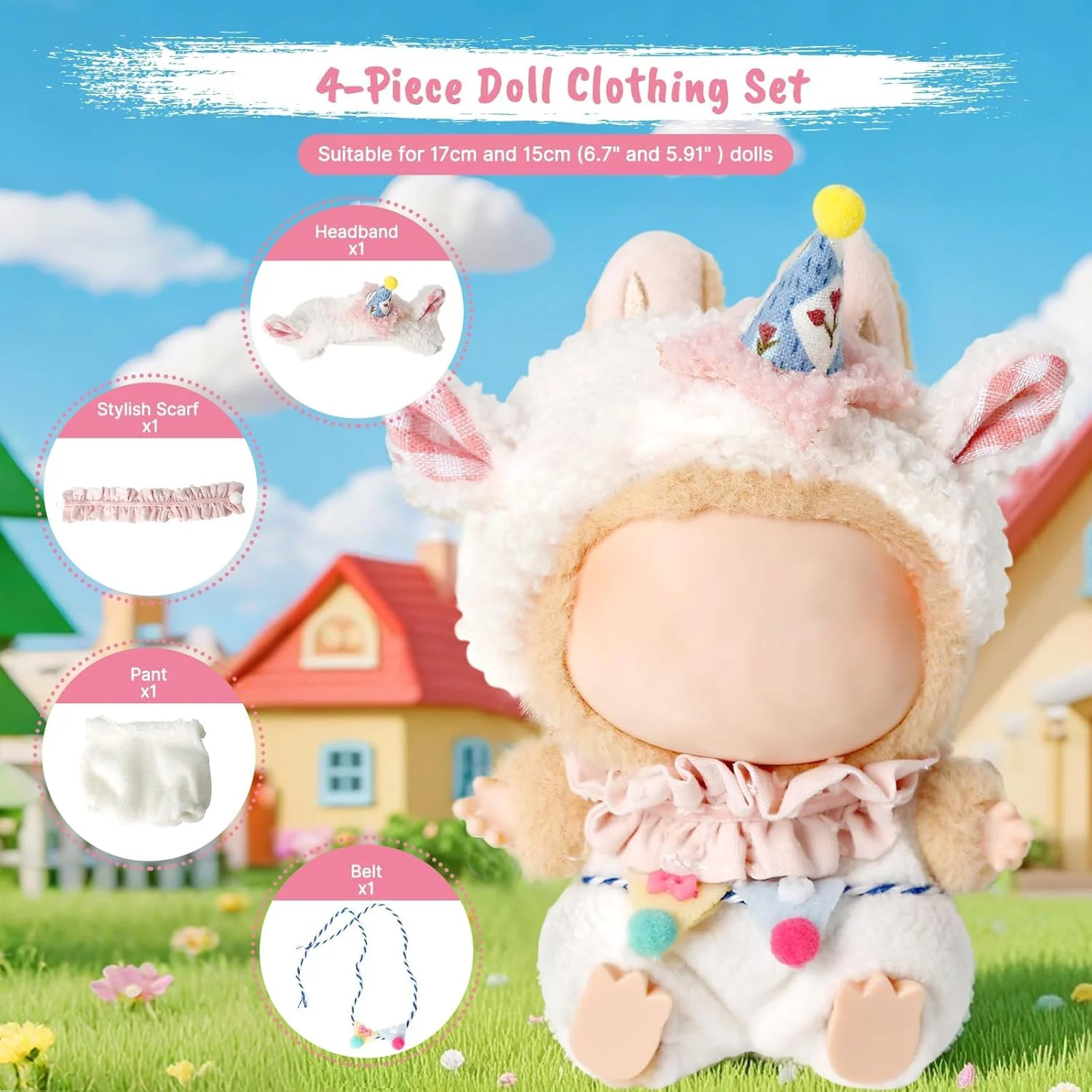 ست لباس 4 تکه ای عروسک 17 سانتی متری برای عروسک های لابوبو، شامل کلاه، ژاکت، کوله پشتی و کفش، لوازم جانبی عالی برای دختران و کودکان، هدیه ایده آل تعطیلات، عروسک شامل نمی شود، سفید ست لباس 4 تکه ای عروسک 17 سانتی متری برای عروسک های لابوبو، شامل کلاه، ژاکت، کوله پشتی و کفش، لوازم جانبی عالی برای دختران و کودکان، هدیه ایده آل تعطیلات، عروسک شامل نمی شود، سفید