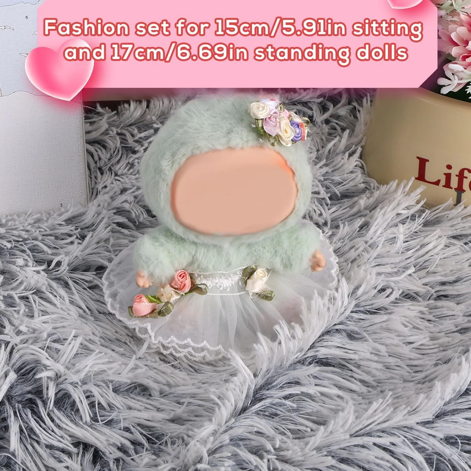 ست لباس عروس عروسکی شیک برای عروسک های پولیشی نشسته 15 سانتی متری و ایستاده 17 سانتی متری، شامل لباس سفید و گیره موی گل، سازگار با عروسک های پولیشی لابوبو ست لباس عروس عروسکی شیک برای عروسک های پولیشی نشسته 15 سانتی متری و ایستاده 17 سانتی متری، شامل لباس سفید و گیره موی گل، سازگار با عروسک های پولیشی لابوبو
