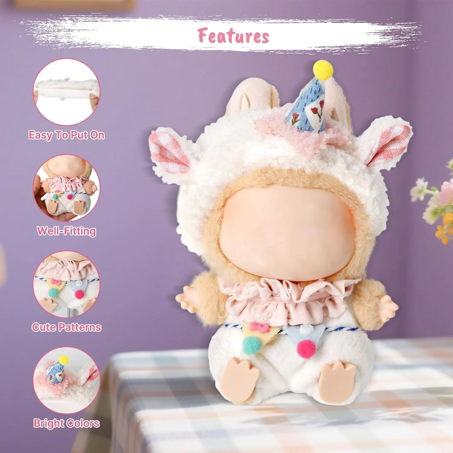 ست لباس 4 تکه ای عروسک 17 سانتی متری برای عروسک های لابوبو، شامل کلاه، ژاکت، کوله پشتی و کفش، لوازم جانبی عالی برای دختران و کودکان، هدیه ایده آل تعطیلات، عروسک شامل نمی شود، سفید ست لباس 4 تکه ای عروسک 17 سانتی متری برای عروسک های لابوبو، شامل کلاه، ژاکت، کوله پشتی و کفش، لوازم جانبی عالی برای دختران و کودکان، هدیه ایده آل تعطیلات، عروسک شامل نمی شود، سفید