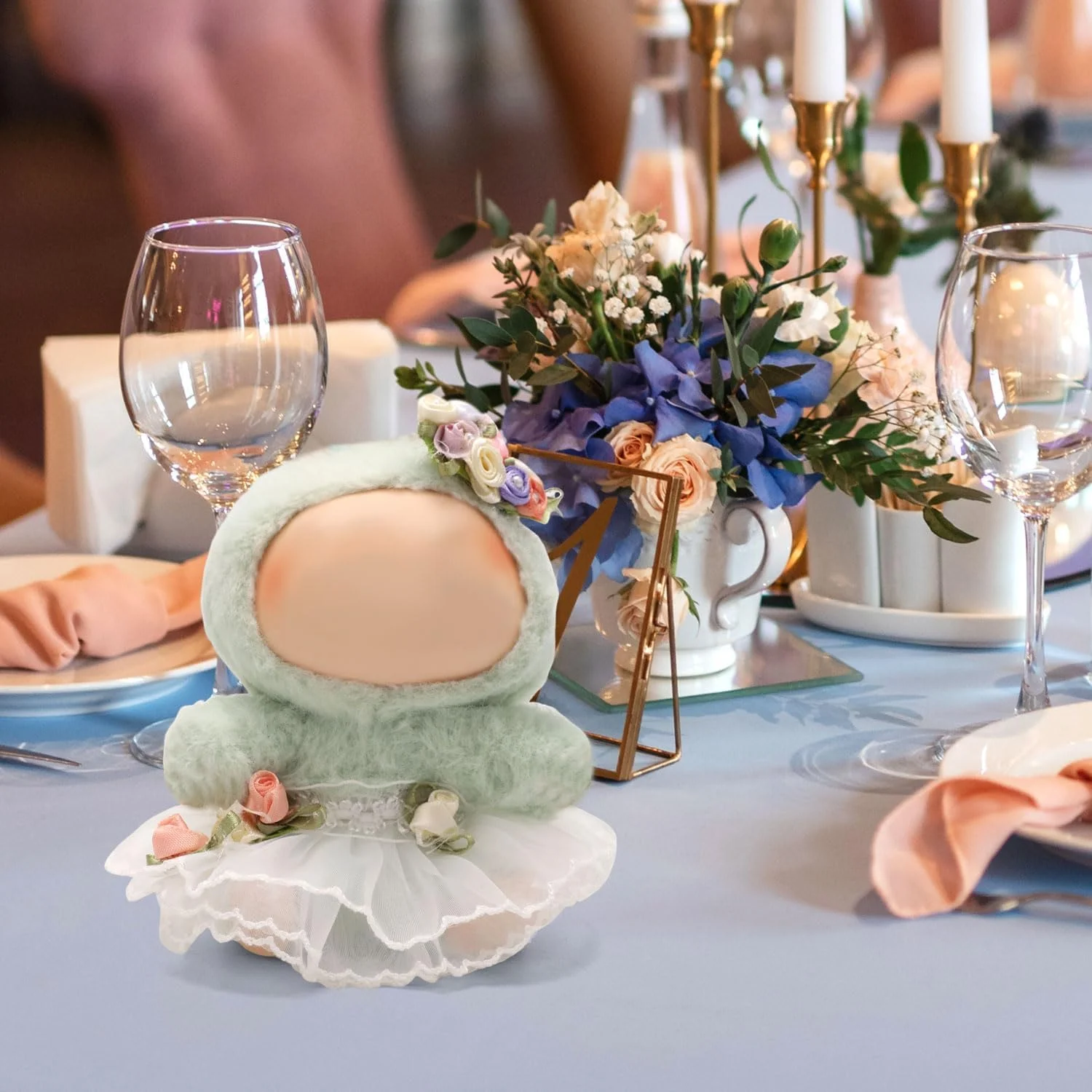 ست لباس عروس عروسکی شیک برای عروسک های پولیشی نشسته 15 سانتی متری و ایستاده 17 سانتی متری، شامل لباس سفید و گیره موی گل، سازگار با عروسک های پولیشی لابوبو ست لباس عروس عروسکی شیک برای عروسک های پولیشی نشسته 15 سانتی متری و ایستاده 17 سانتی متری، شامل لباس سفید و گیره موی گل، سازگار با عروسک های پولیشی لابوبو