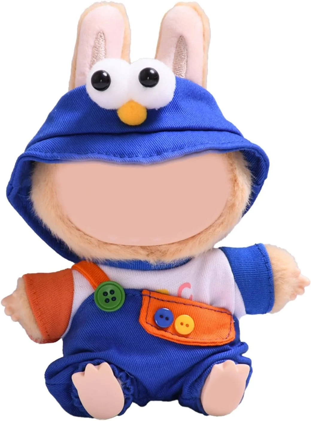 ست لباس 3 تکه زیبا برای عروسک های پولیشی لابوبو 17 سانتی متری، شامل کلاه، تی شرت و سرهمی، لوازم جانبی مد آبی، مناسب برای کلکسیونر های عروسک (عروسک شامل نمی شود)